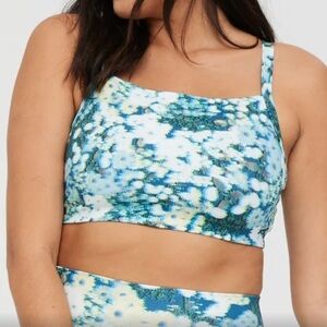 Offline Aerie Goals 3D Sports Bra Blue Path Floral Large Athletic Yoga Gym